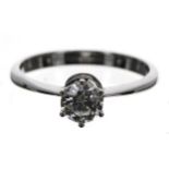 Good quality GIA certified 18ct white gold diamond solitaire ring, round brilliant-cut, 0.53ct,