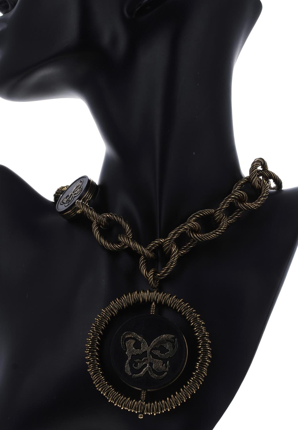 Silver gilt necklace by Bottega Veneta, 336.7gm, signed, 27" long (521)