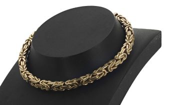 9ct yellow gold byzantine bracelet, 25.8gm, 8.5" long (204)