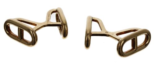 Hermes Paris - pair of 18ct yellow gold cufflinks, signed and numbered 94136, 16gm, 29mm (311)