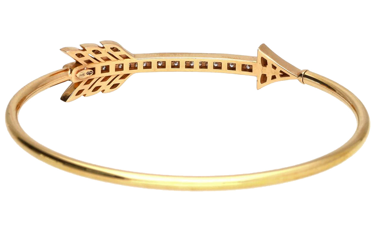 Modern 18ct diamond set arrow design bangle, round brilliant-cuts, 9.1gm, width 42mm (620) - Image 2 of 2