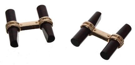 Boucheron - pair of 18ct barrel cufflinks, signed and numbered E01356, 7.3gm, 22mm x 23mm (312)