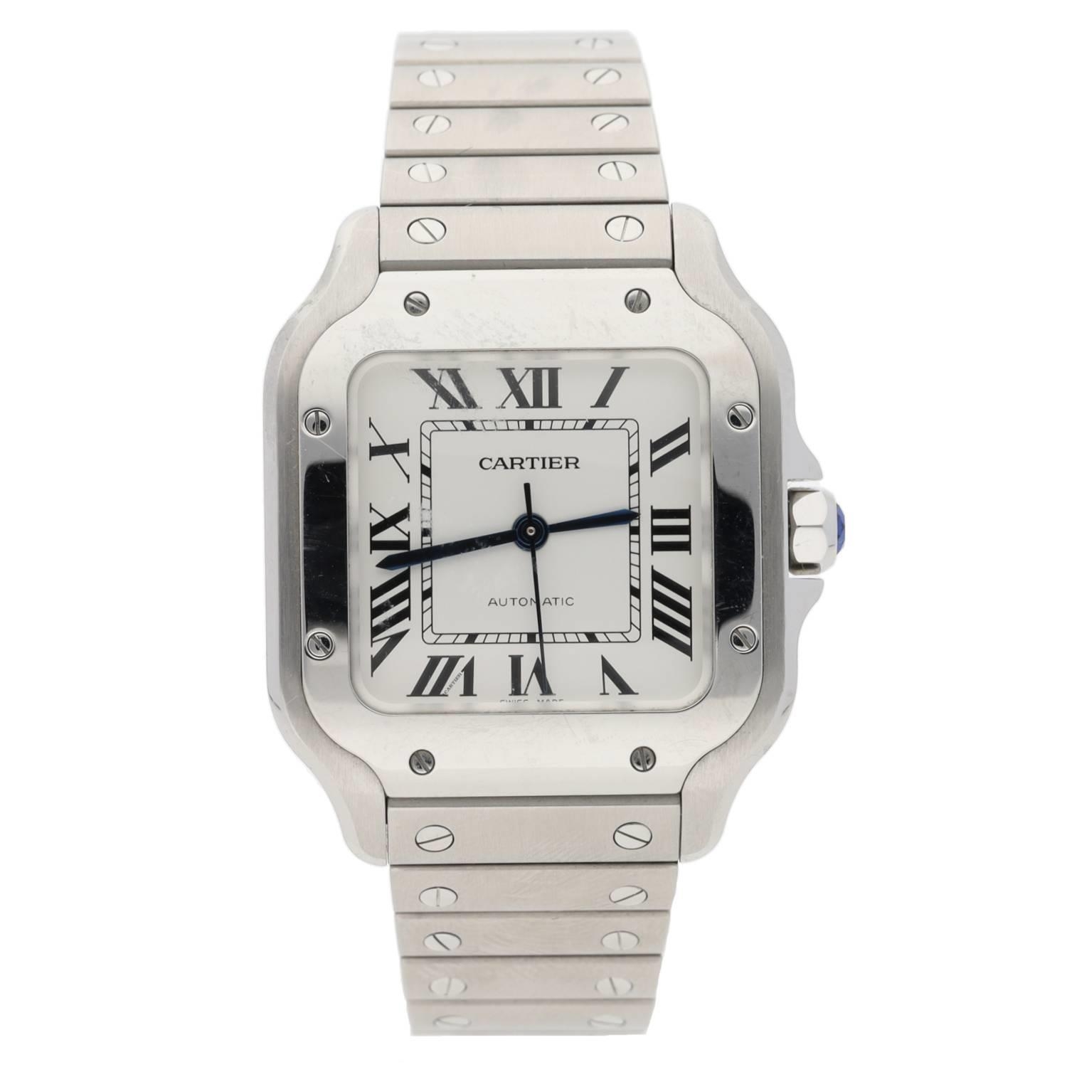 Cartier Santos automatic stainless steel gentleman’s wristwatch, reference no. 4075, serial no.