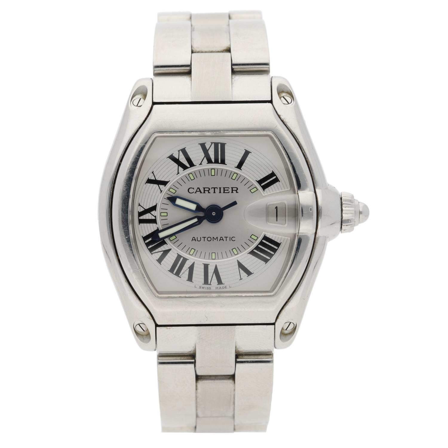 Cartier Roadster automatic gentleman's stainless steel wristwatch, reference no. 2510, serial number