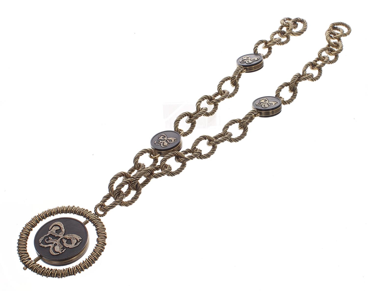 Silver gilt necklace by Bottega Veneta, 336.7gm, signed, 27" long (521) - Image 2 of 2