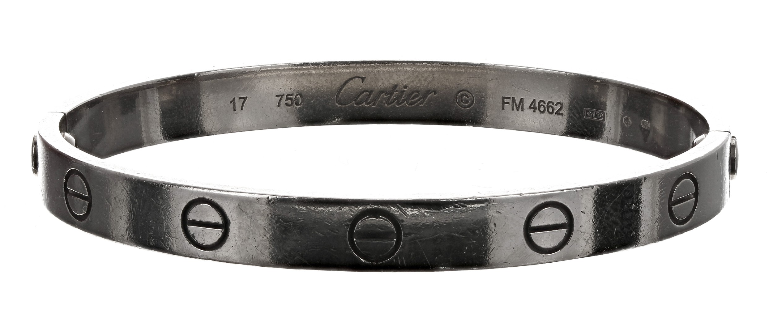 Cartier 18ct white gold 'Love' bracelet in the original box, signed, size 17, FM4662, 33.9gm (23) ** - Image 2 of 2