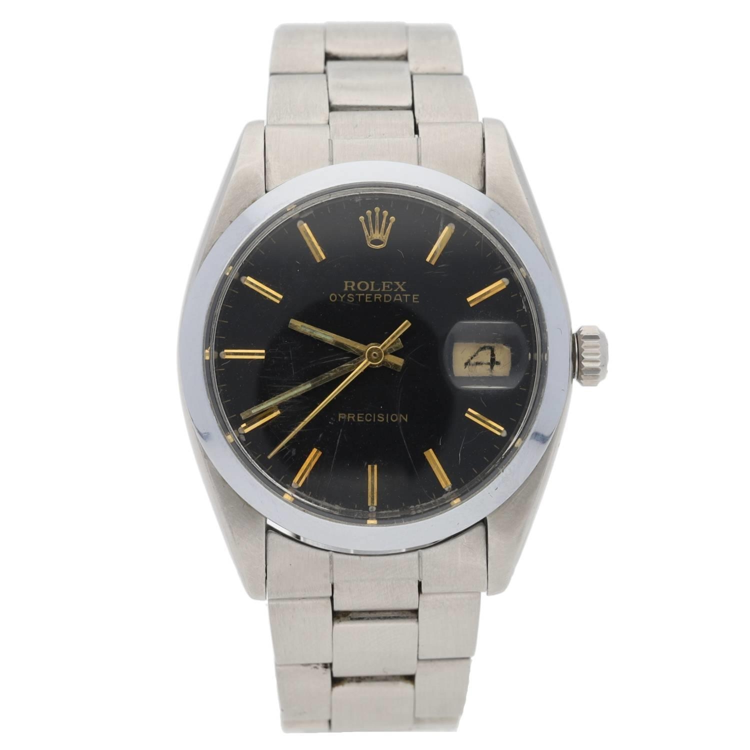 Rolex Oysterdate Precision stainless steel gentleman’s wristwatch, reference no.  6694, serial no.