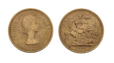 1957 full sovereign coin, 8gm (223)
