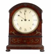 English rosewood double fusee bracket clock, the movement with locking pendulum and striking on a