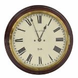 Good mahogany Scottish double fusee 14" wall dial clock signed Jno. McNab, Perth, within a turned