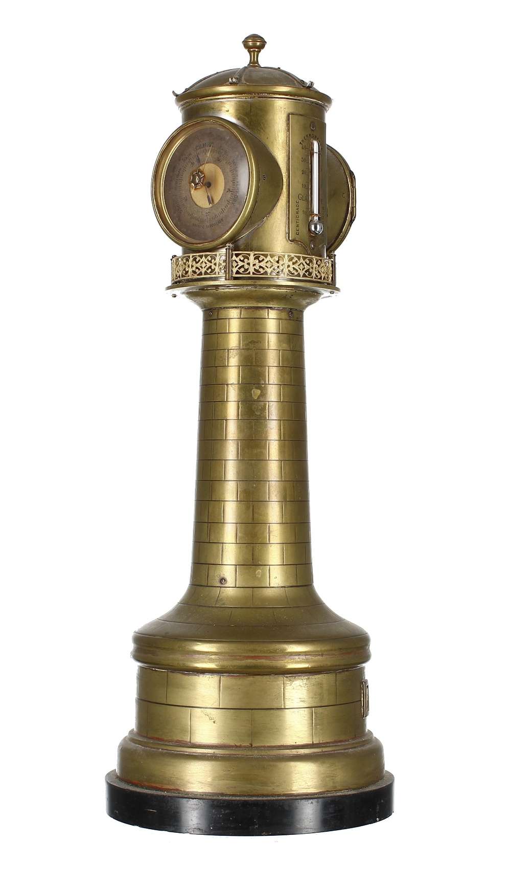 Interesting silver plated on brass novelty light house clock in the manner of André Romain - Image 2 of 2