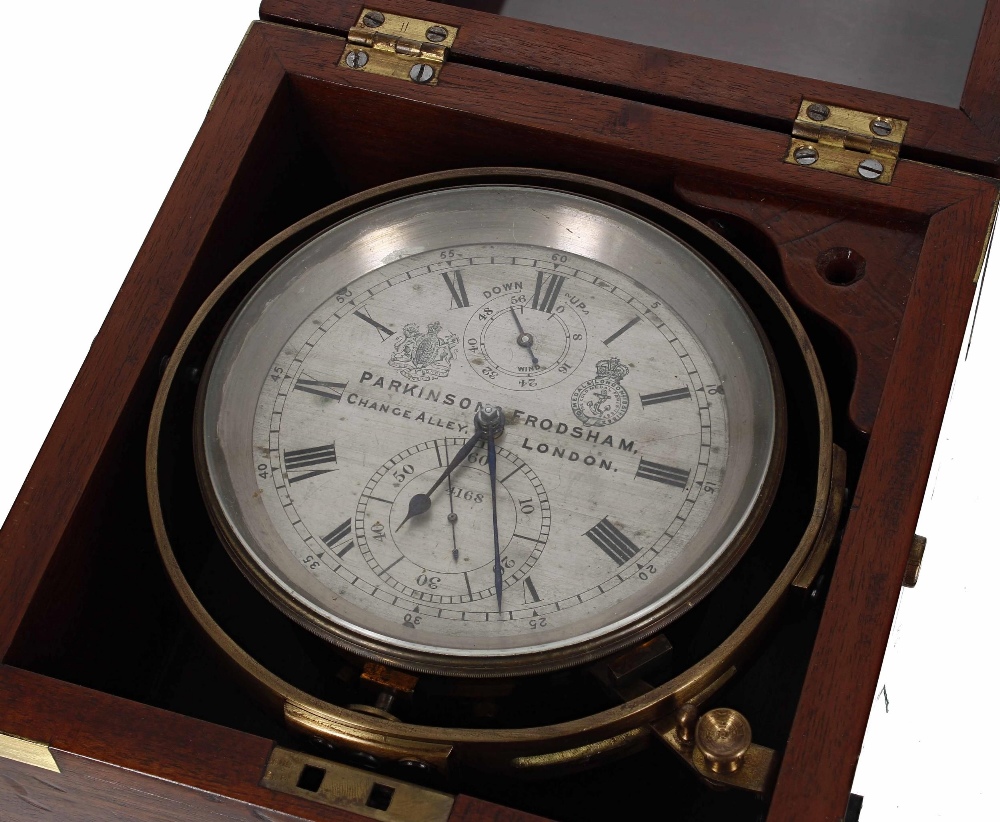 Parkinson & Frodsham two-day marine chronometer, the 4" silvered dial signed Parkinson & Frodsham,