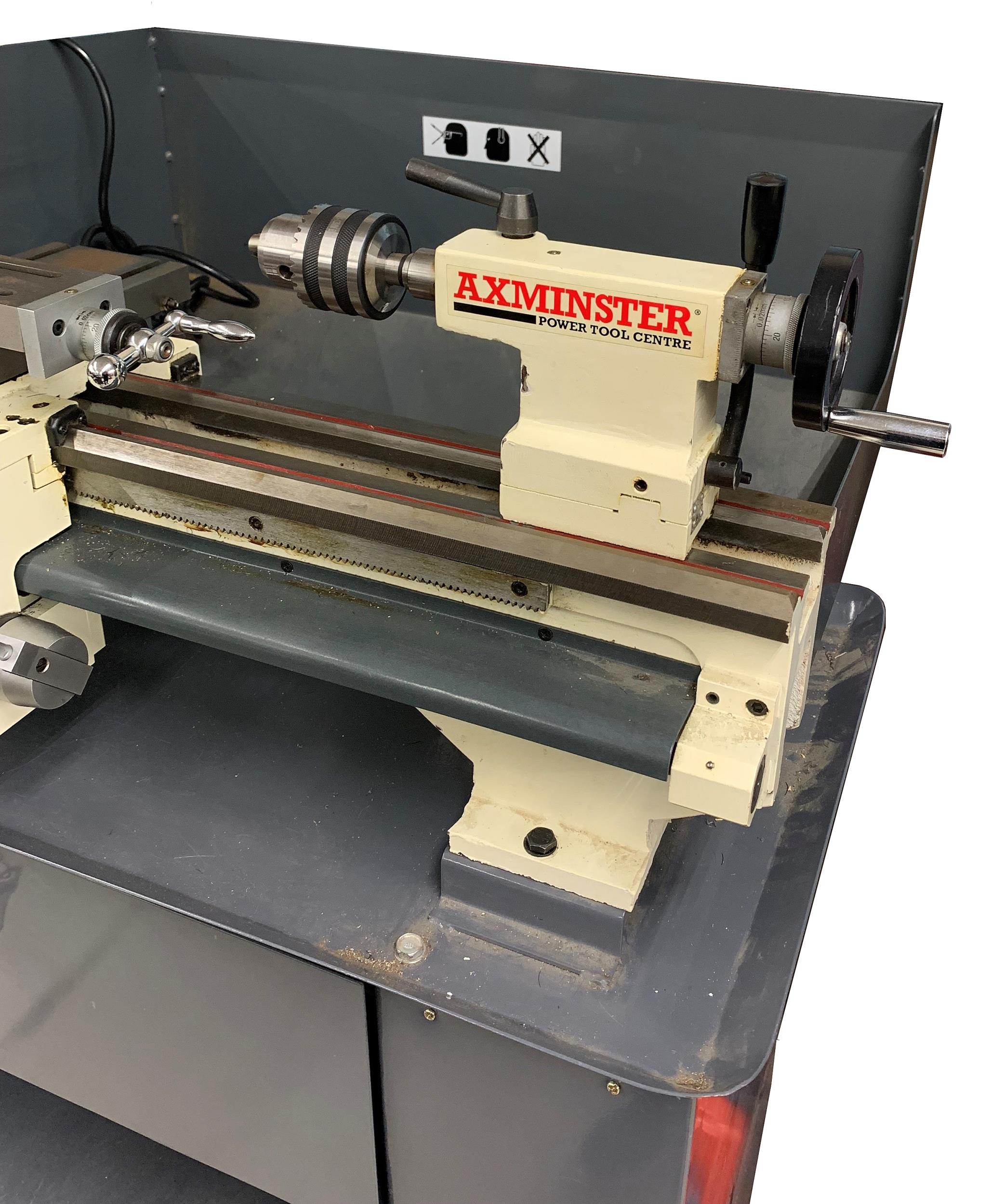 Axminster Sieg C4 metal bench lathe (part no: 600856), upon a bespoke stand fitted with a long draw - Image 2 of 4