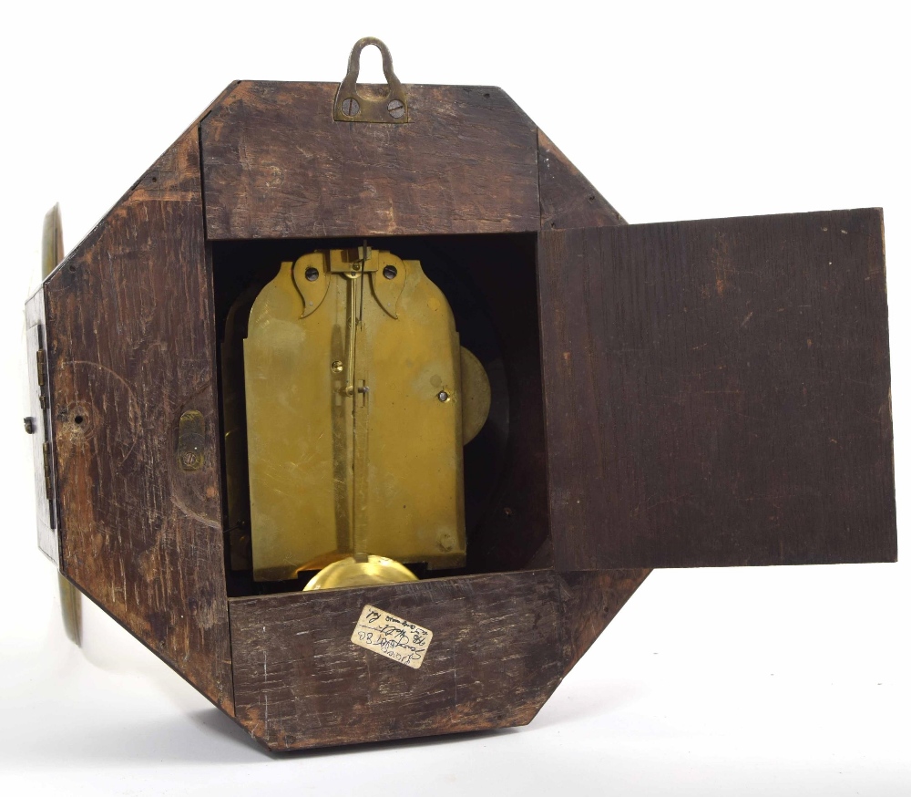 Early English rosewood single fusee 10" convex dial wall clock, within an octagonal case inlaid with - Image 2 of 2