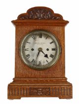 Good oak double fusee bracket clock, the 5.5" silvered dial signed Parkinson & Frodsham, 5 Budge