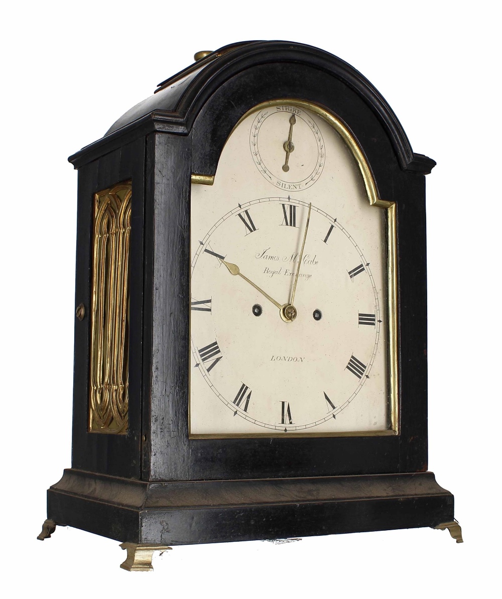 English ebonised double fusee bracket clock, the 8" cream dial signed James McCabe, Royal - Bild 2 aus 3