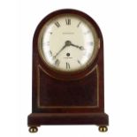 Mahogany single fusee mantel clock, the 5.5" convex cream dial signed Maple & Co. Ltd., London,