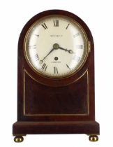 Mahogany single fusee mantel clock, the 5.5" convex cream dial signed Maple & Co. Ltd., London,
