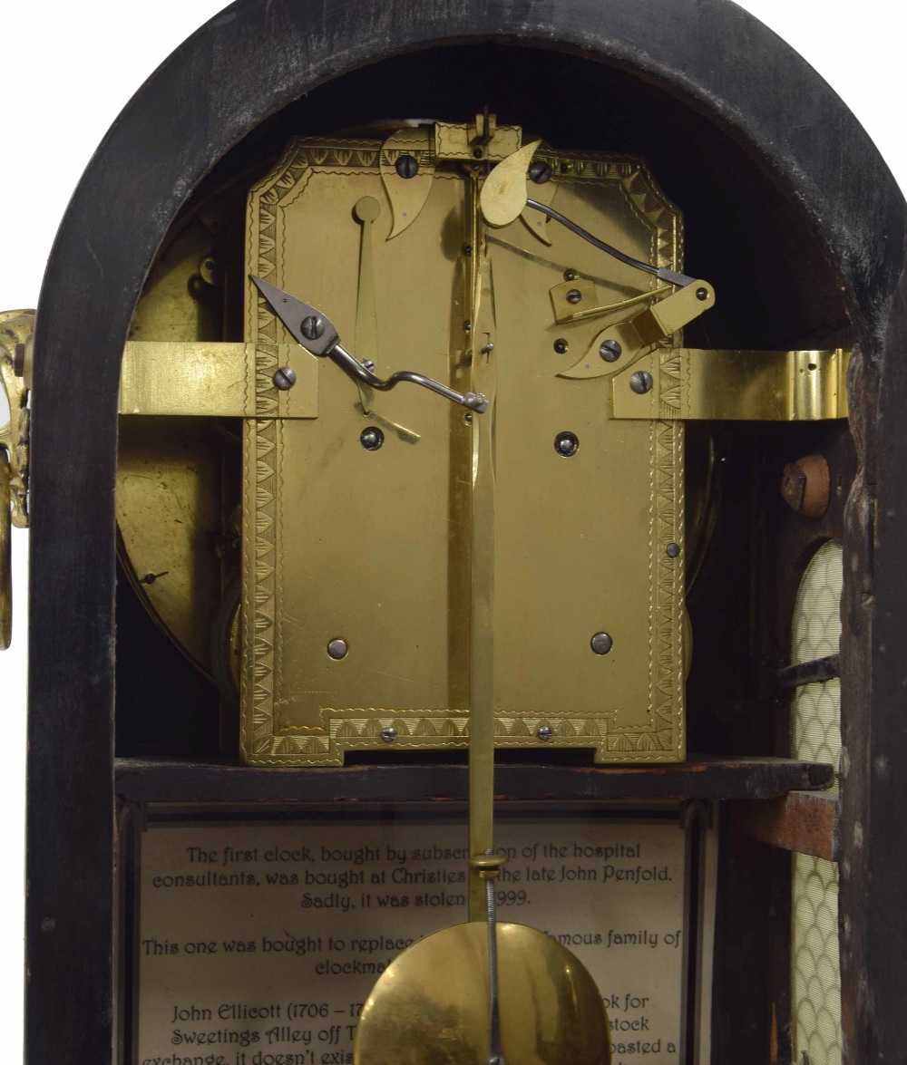 English ebonised double fusee bracket clock with bracket, the 8" convex cream dial signed - Image 4 of 4