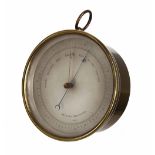 Bulkhead aneroid barometer no. 26286, the silvered 4.25" dial within a brass case
