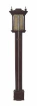 Early Masonic mahogany stick barometer signed Manticha Fecit, London on the scale paper, over a flat