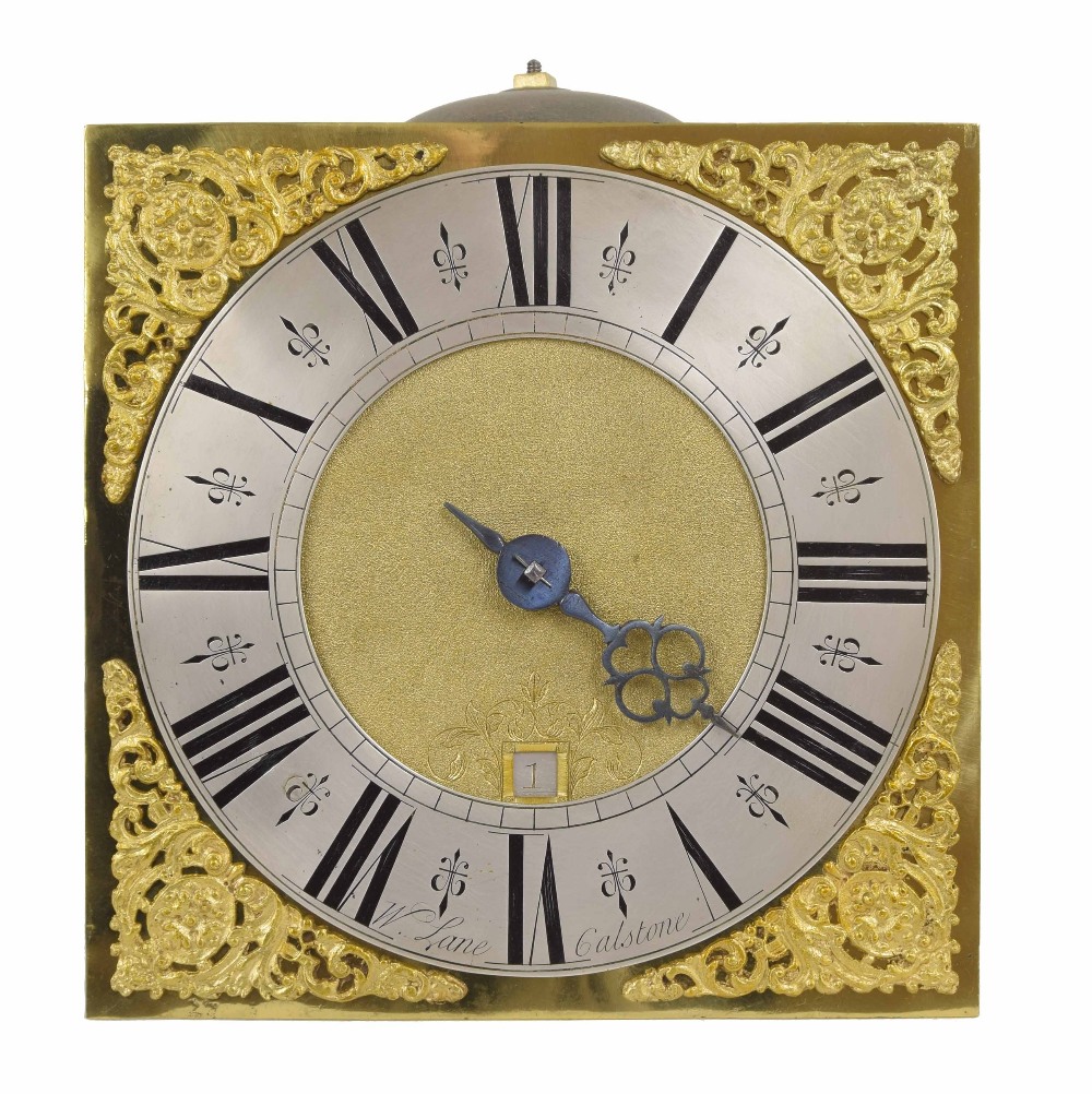 Ebonised thirty hour longcase clock with birdcage movement, the 10" square brass dial signed W. - Image 2 of 3