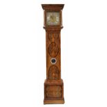 Good walnut and marquetry month going longcase clock, the 12" square brass dial signed Robert