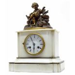 French white marble and gilt metal mounted two train mantel clock, the Japy Freres & Cie movement