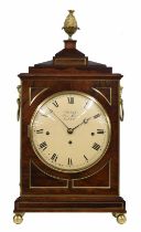 Good English rosewood triple fusee bracket clock, the 8" convex cream dial signed Grant, Fleet