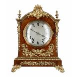 Good walnut Lenzkirch two train ting-tang mantel clock, the movement back plate signed and