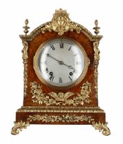 Good walnut Lenzkirch two train ting-tang mantel clock, the movement back plate signed and