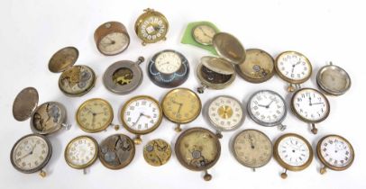 Large quantity of mainly nickel plated travelling watches mostly in need of restoration (over 20)