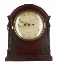 English mahogany double fusee bracket clock, the 8" cream dial indistinctly signed ..., London,