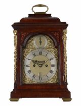 Good English mahogany double fusee verge bracket clock, the movement with pull repeat and the