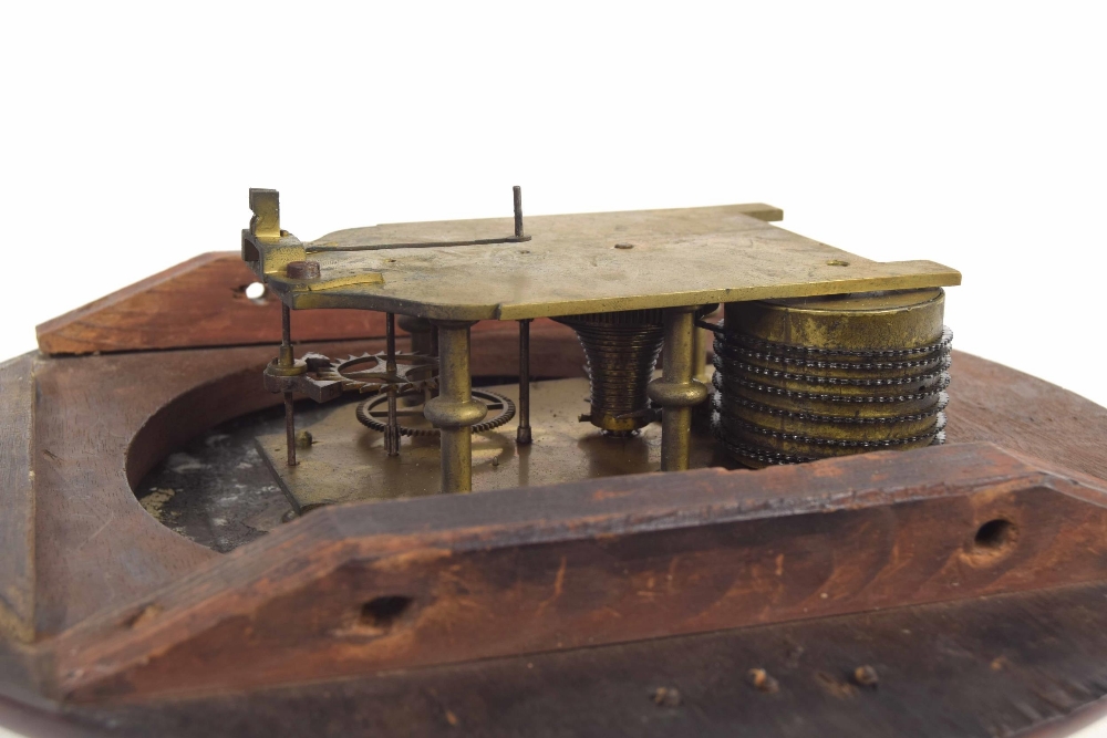 Rosewood single fusee 12" drop dial wall clock signed Richard Sims, Amersham, within a turned - Image 3 of 3