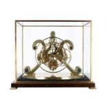 Unusual contemporary clock by and signed F.H. Whitlock with planetary gearing, the 6" skeletonised