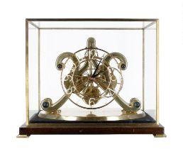 Unusual contemporary clock by and signed F.H. Whitlock with planetary gearing, the 6" skeletonised