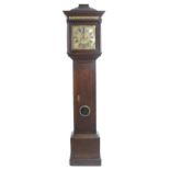 Oak eight day longcase clock, the 12" square brass dial signed Joseph Smith, Bristol on an arched