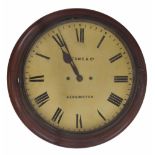 Mahogany double fusee 12" wall dial clock signed Toms & Co., Kensington, within a turned surround (