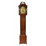 Good oak and ebony banded eight day longcase clock, the 10" brass arched dial signed Jno. Cuff,