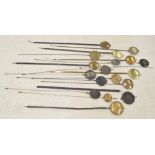 Eighteen various longcase clock pendulums with brass and iron bobs (18)