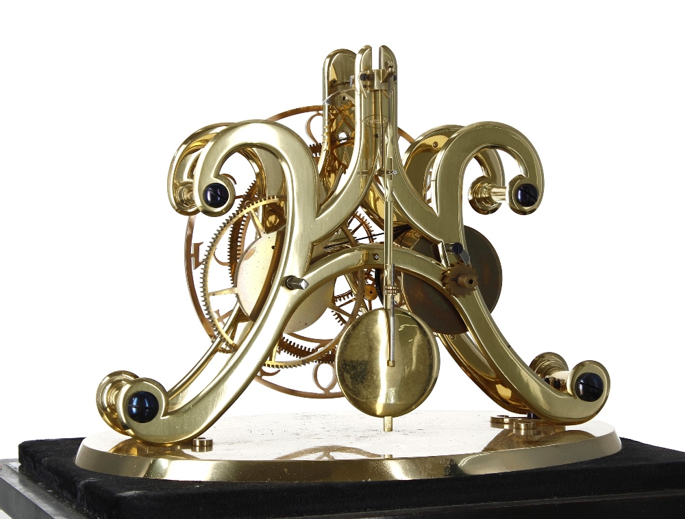 Unusual contemporary clock by and signed F.H. Whitlock with planetary gearing, the 6" skeletonised - Image 3 of 3