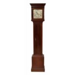 Good mahogany eight day grandmother clock, the 9.5" square silvered dial signed Barraud & Lunds Ltd.