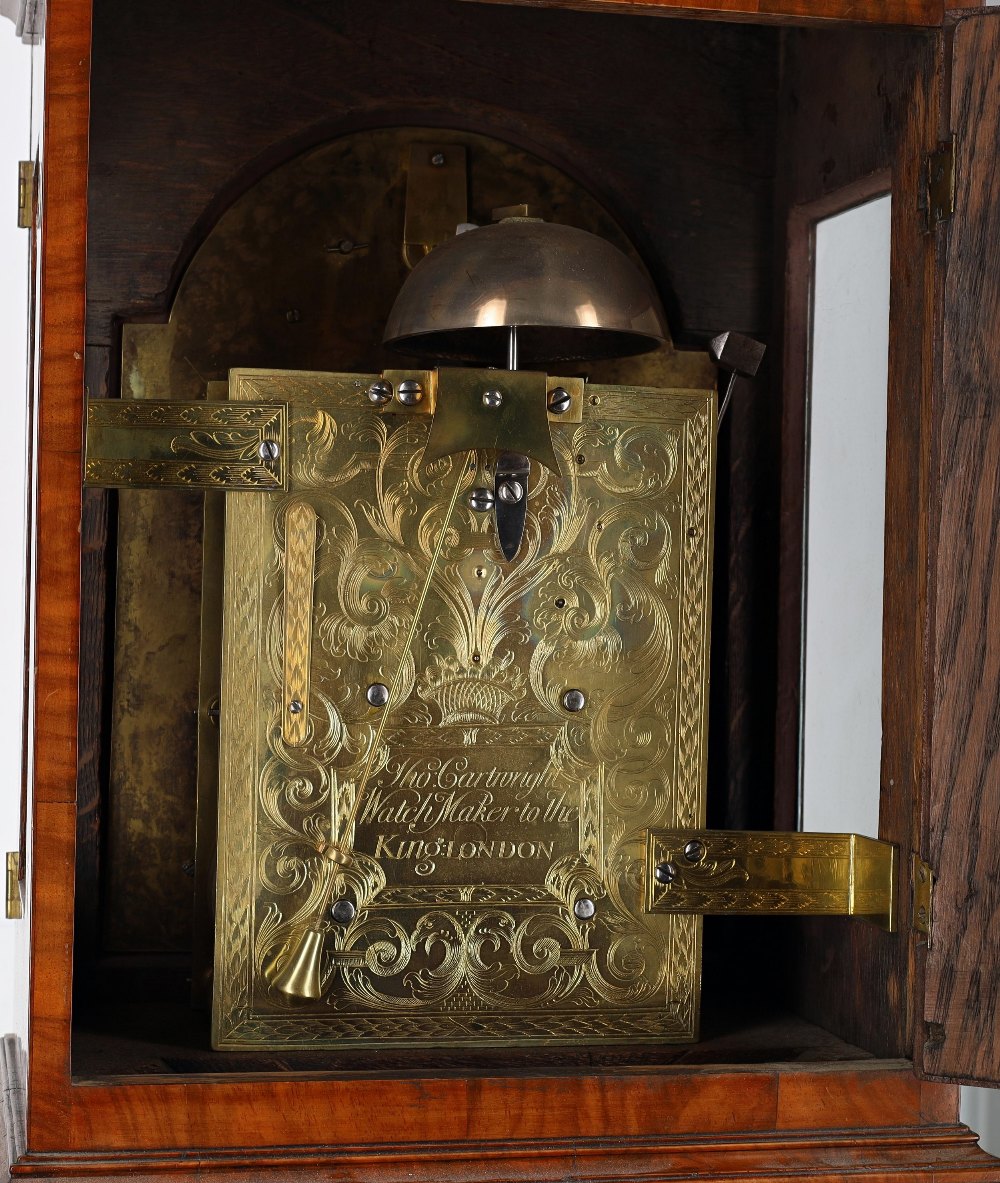 English walnut double fusee verge bracket clock, signed Thomas Cartwright, London on an arched - Bild 3 aus 3