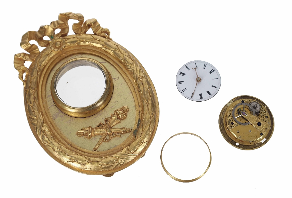 Ormolu oval easel timepiece, the watch movement signed Vulliamy, London, within an oval frame - Image 2 of 2