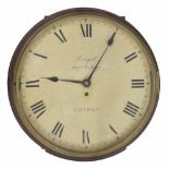 Mahogany single fusee wall dial clock, the 14" wooden dial signed Perigal, Royal Exchange, London,