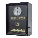 French ebonised calendar clock, the 3.5" white dial signed Collet, Paris over apertures for days