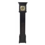 Good ebonised eight day longcase clock with five pillar movement, the 10" square brass dial signed