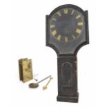 Ebonised period tavern clock case and dial in need of restoration, the dial with gilt Roman numerals
