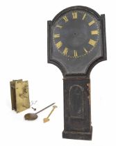 Ebonised period tavern clock case and dial in need of restoration, the dial with gilt Roman numerals